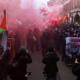 Anitfa_Demo_Palastina Unbewilligte antisemitische Palästina-Demo in Bern: Linksradikale Ausschreitungen vor Synagoge durch Polizei verhindert. Beteiligte Mitglieder der «Antifa Aarau» haben Sendegefäss beim Lokal Radio «Kanal-K».